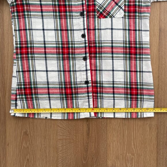 Wondershop Target Pajama Shirt Women Medium Flannel Plaid White Tartan Sleepwear - Picture 11 of 13